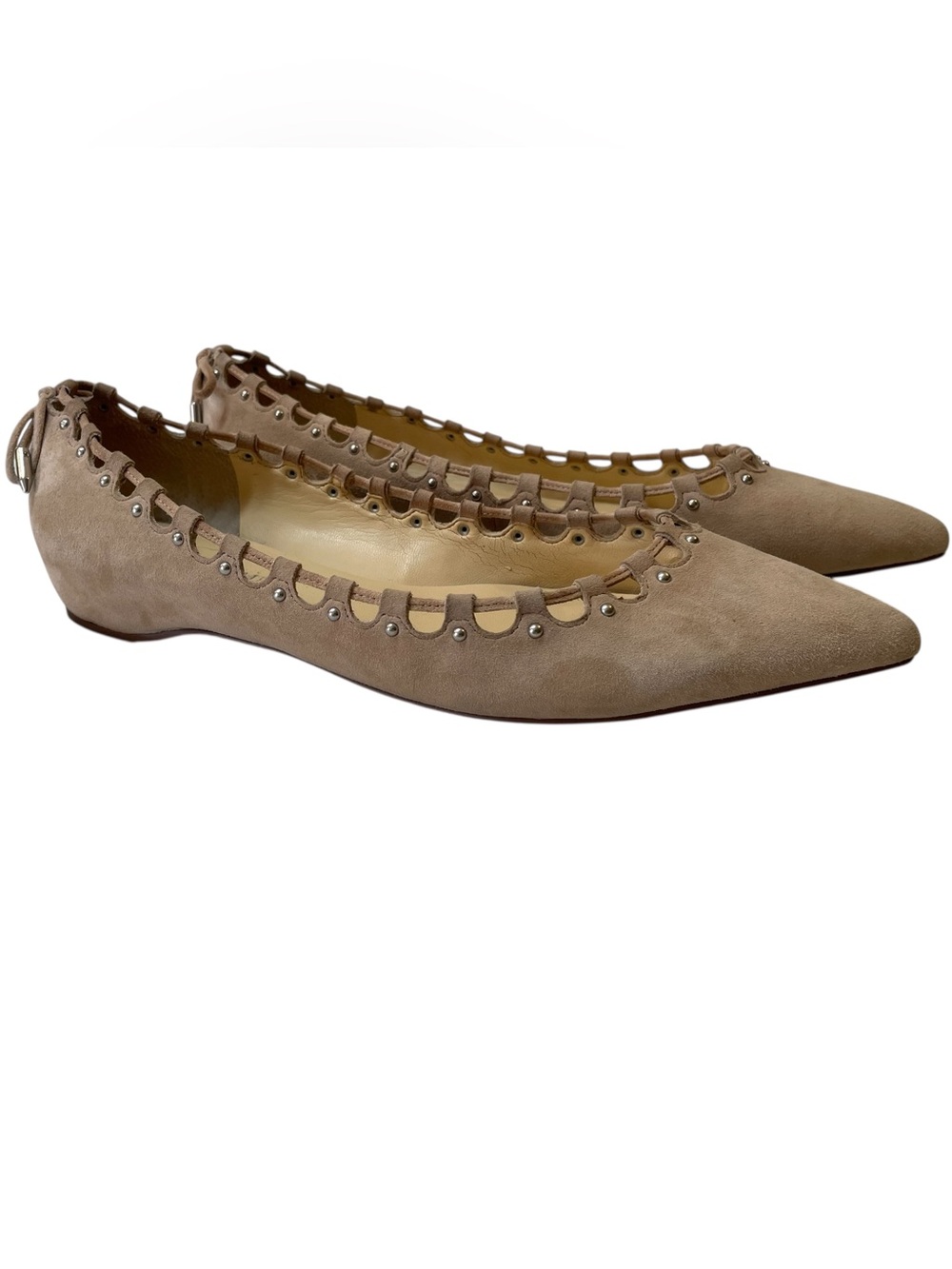 IVANKA TRUMP "Coper" Nude Suede Pointed Toe Taupe Ballet Flats Shoes - Size 9.5